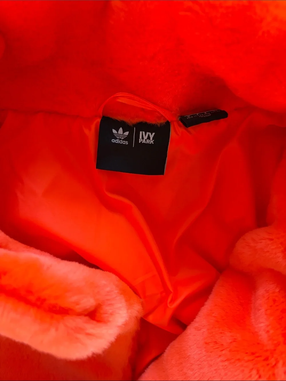 adidas IVY PARK Bright Neon Orange Faux Fur Jacket